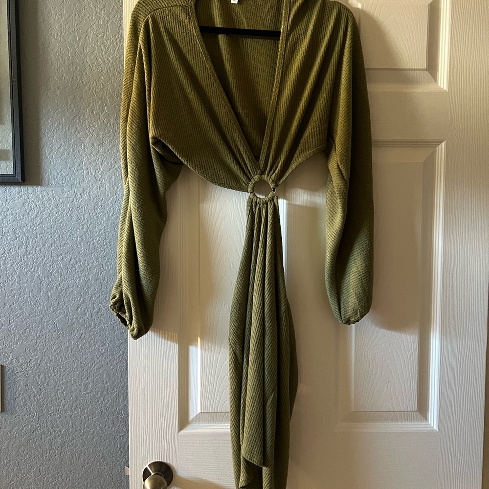 12th Tribe Green Knit cut out dress